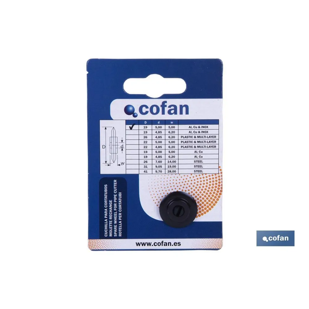 Comprar CUCHILLA RECAMBIO 19X5 ALU, CU, INO Cofan | almacendeferreteriacor.es