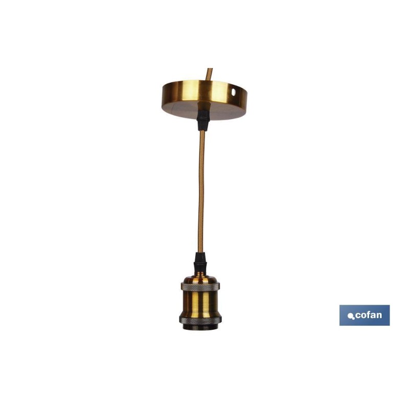 PORTALAMPARAS (CABLE+ROSETÓN)  ORO E27 100X10CM