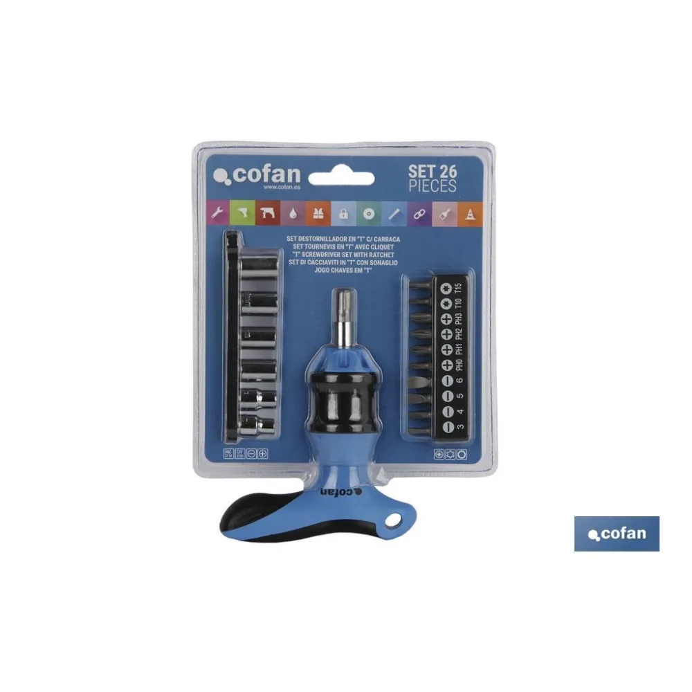 Comprar SET DESTORNILLADOR EN T C/ CARRACA  Cofan | almacendeferreteriacor.es