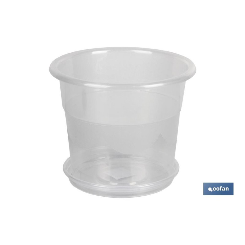 MACETA ORQUIDEA TRANSPARENTE 23.5X20+ PLATO 20cm venta unitaria