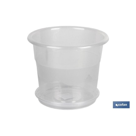 MACETA ORQUIDEA TRANSPARENTE 23.5X20+ PLATO 20cm venta unitaria
