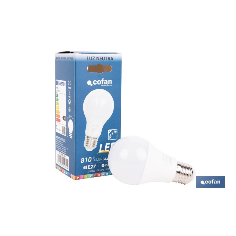 BOMBILLA CLASIC SENSOR E27 8.5W 810LM 4000K
