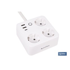REGLETA INTELIGENTE CON 3 TOMAS Y 2 PUERTOS USB Y TIPO C