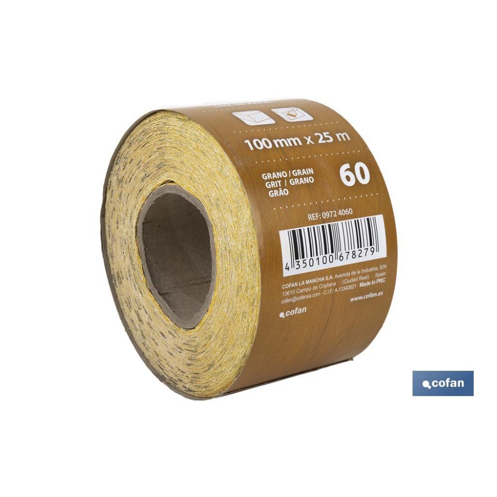 ROLLO LIJA DE PAPEL 100 X 25 M. G.60