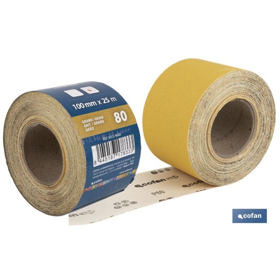 ROLLO LIJA DE PAPEL 100 X 25 M. G.80