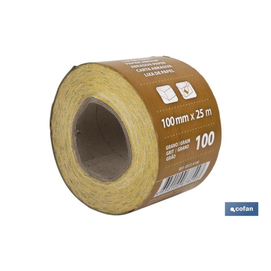 ROLLO LIJA DE PAPEL 100 X 25 M. G.100