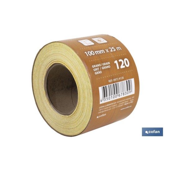 ROLLO LIJA DE PAPEL 100 X 25 M. G.120