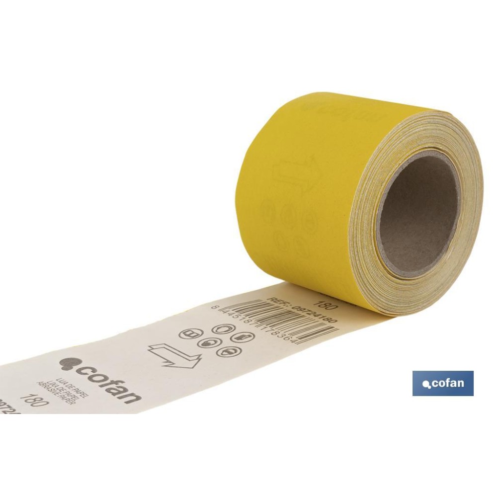 ROLLO LIJA DE PAPEL 100 X 25 M. G.180