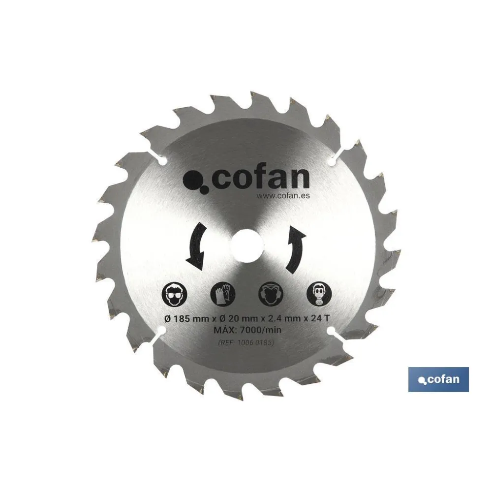 Comprar DISCO CORTE PARA MADERA ø185mm x 20 Cofan | almacendeferreteriacor.es
