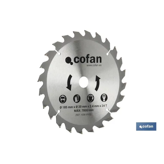 Comprar DISCO CORTE PARA MADERA ø185mm x 20 Cofan | almacendeferreteriacor.es