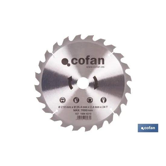 Comprar DISCO CORTE PARA MADERA Ø210 MM X 2 Cofan | almacendeferreteriacor.es