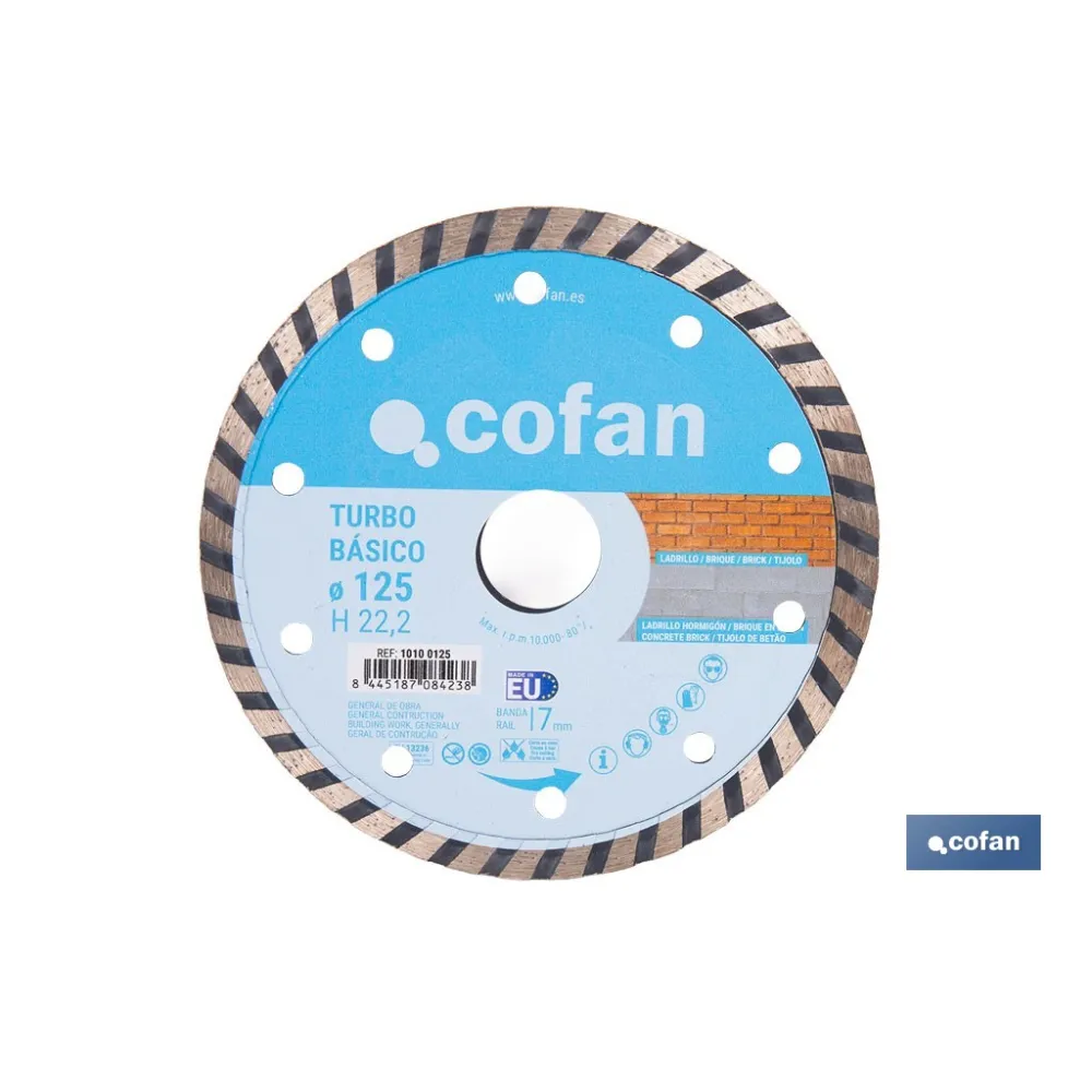 Comprar DISCO DIAMANTE TURBO BASICO 125 MM. Cofan | almacendeferreteriacor.es