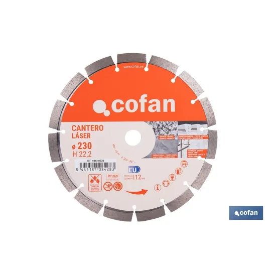 Comprar DISCO DIAMANTE MODELO CANTERO 230MM Cofan | almacendeferreteriacor.es