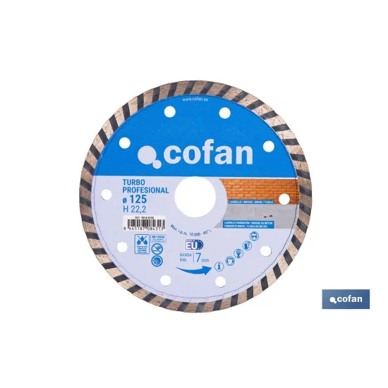 Comprar DISCO DIAM.TURBO PROFESIONAL 125MM. Cofan | almacendeferreteriacor.es
