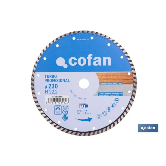 Comprar DISCO DIAM.TURBO PROFESIONAL 230MM. Cofan | almacendeferreteriacor.es
