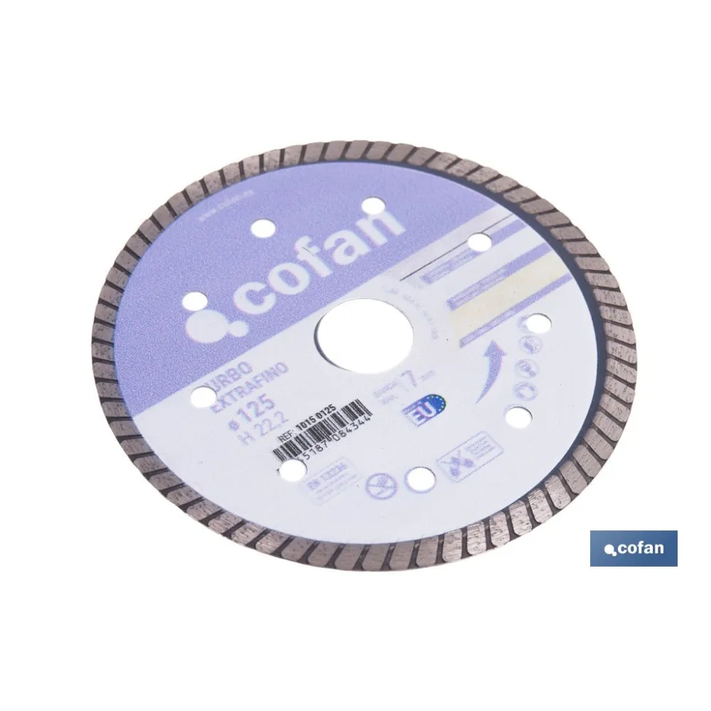 Comprar DISCO DIAMANTE TURBO EXTRAFINO 125M Cofan | almacendeferreteriacor.es