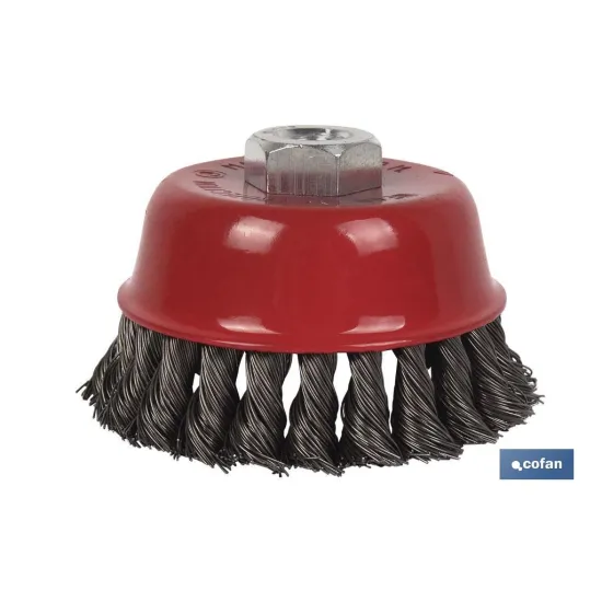 Comprar CEPILLO COPA TRENZADO M14 Ø75 ACERO Cofan | almacendeferreteriacor.es