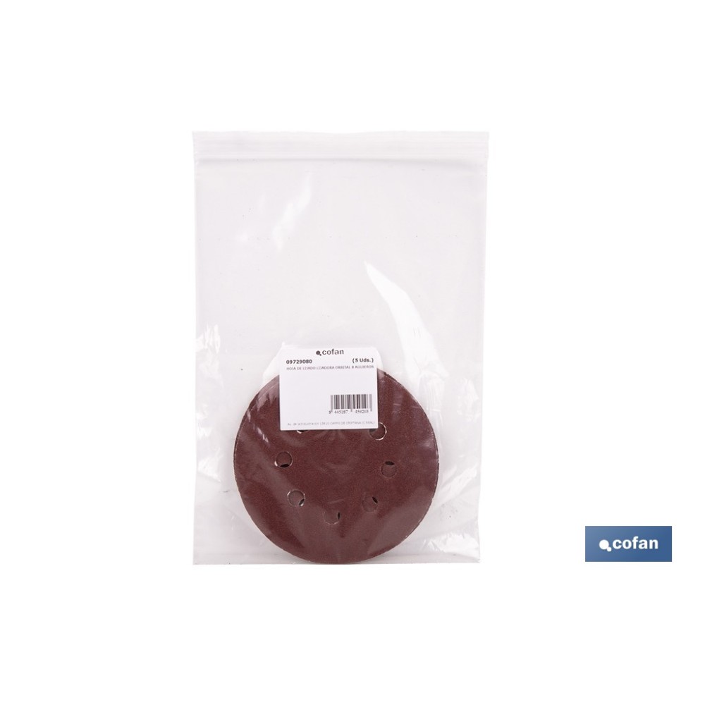 HOJA DE LIJADO LIJADORA ORBITAL 8 AGUJEROS Ø125 MM G 80