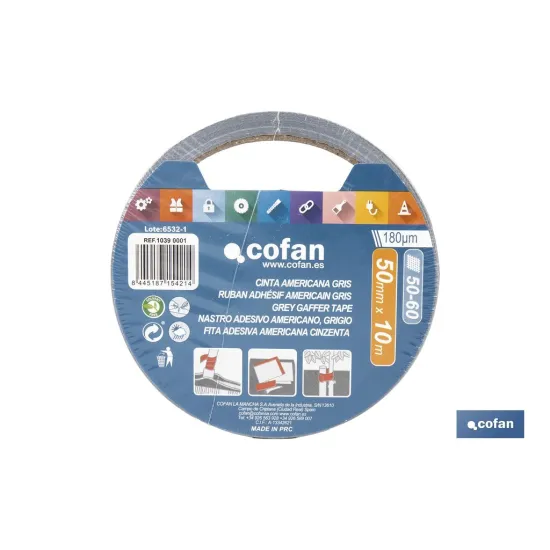Comprar CINTA AMERICANA GRIS 180 MICRAS 50  Cofan | almacendeferreteriacor.es