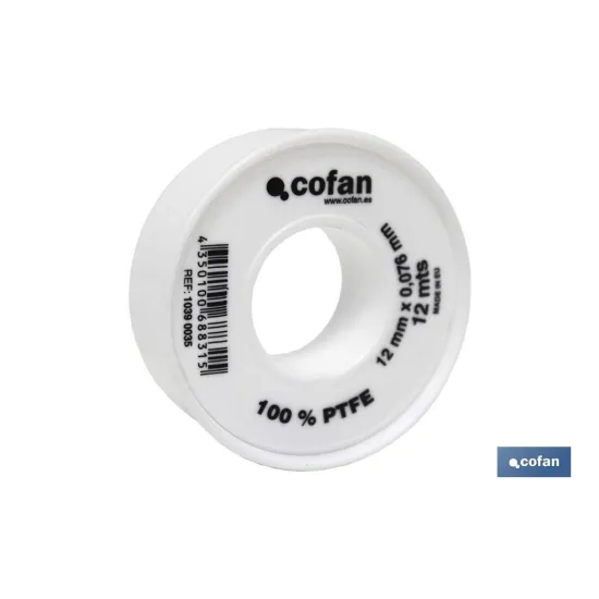 Comprar ROLLO 12 MTS CINTA PTFE DE 12mm X 0 Cofan | almacendeferreteriacor.es