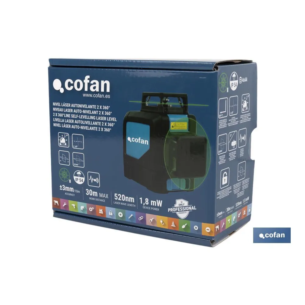 Comprar NIVEL LÁSER AUTONIVELANTE 30 M 2 X  Cofan | almacendeferreteriacor.es