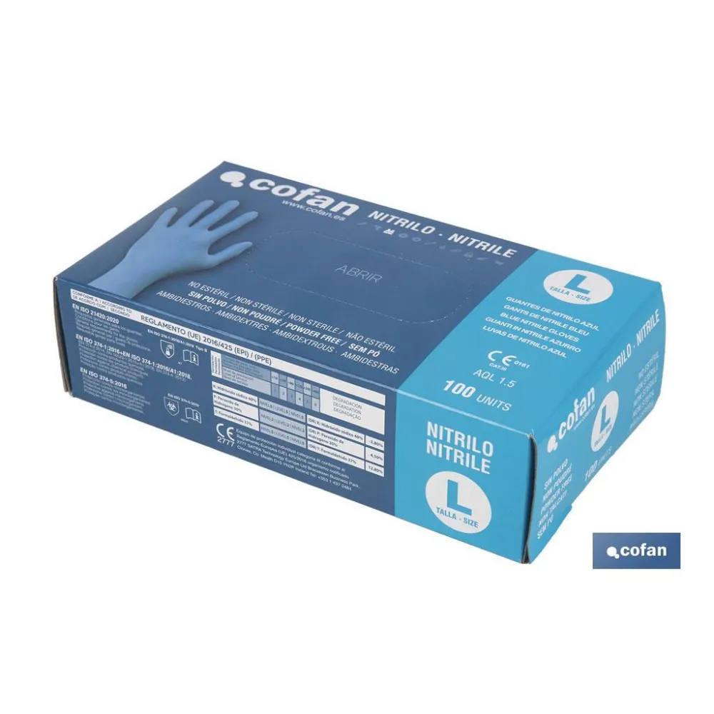Comprar CAJA 100 UNDS. GUANTES DE NITRILO T Cofan | almacendeferreteriacor.es