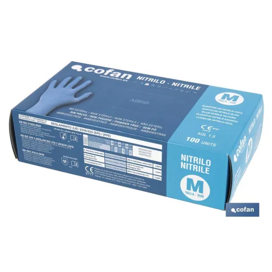 Comprar CAJA 100 UNDS. GUANTES DE NITRILO T Cofan | almacendeferreteriacor.es