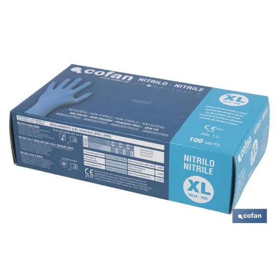 Comprar CAJA 100 UNDS. GUANTES DE NITRILO T Cofan | almacendeferreteriacor.es