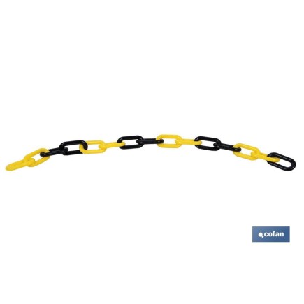 CADENA DE PLÁSTICO 8MM 30 MTS (AMARILLO/NEGRO)
