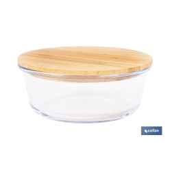 SET DE 2 RECIPIENTES DE BOROSILICATO CON TAPA DE BAMBÚ MODELO PANDA 620 ML - 950 ML