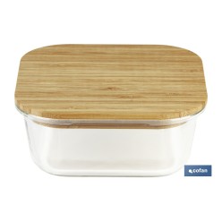 SET DE 2 RECIPIENTES DE BOROSILICATO CON TAPA DE BAMBÚ MODELO PANDA 520 ML - 800 ML
