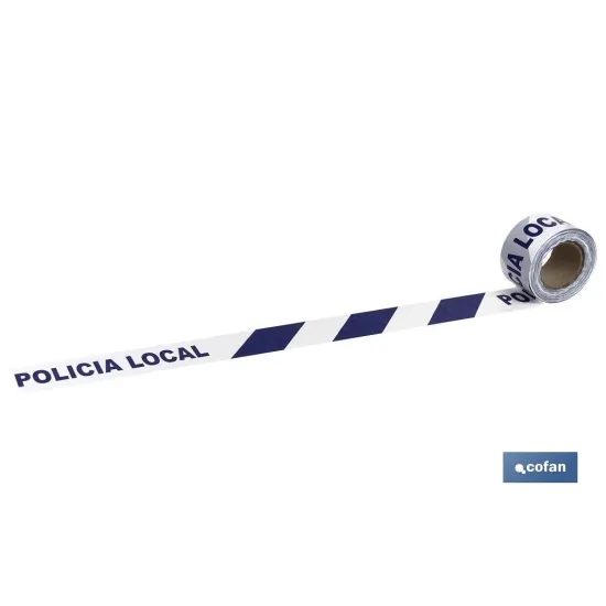 Comprar CINTA BALIZ. POLICIA LOCAL  80MMX10 Cofan | almacendeferreteriacor.es