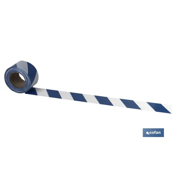 Comprar CINTA BALIZAM. AZUL/BLANCA  80MM X  Cofan | almacendeferreteriacor.es