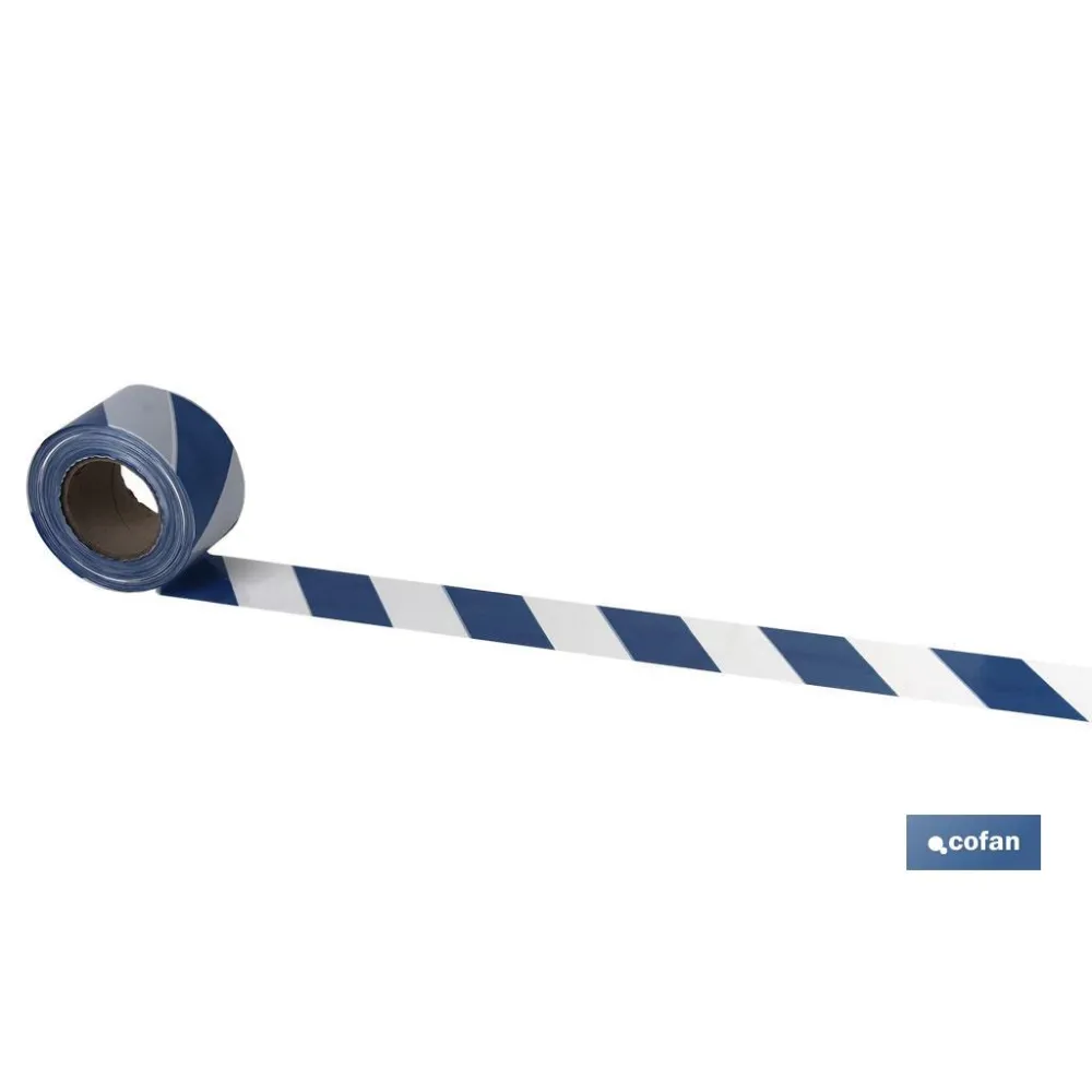 Comprar CINTA BALIZAM. AZUL/BLANCA  80MM X  Cofan | almacendeferreteriacor.es