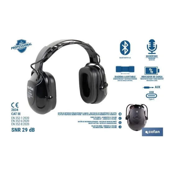 Comprar CASCOS ANTIRRUIDO SNR 29 dB CON BLU Cofan | almacendeferreteriacor.es
