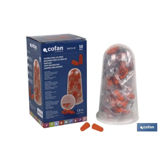 Comprar PACK 50 TAPONES (25 par) OIDOS  PU  Cofan | almacendeferreteriacor.es