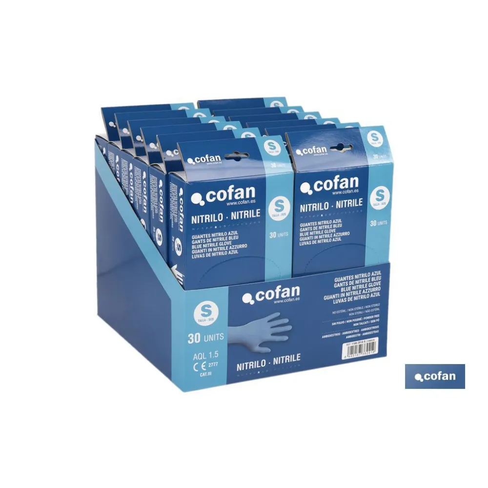 Comprar CAJA 30 UNDS. GUANTES NITRILO T-S ( Cofan | almacendeferreteriacor.es