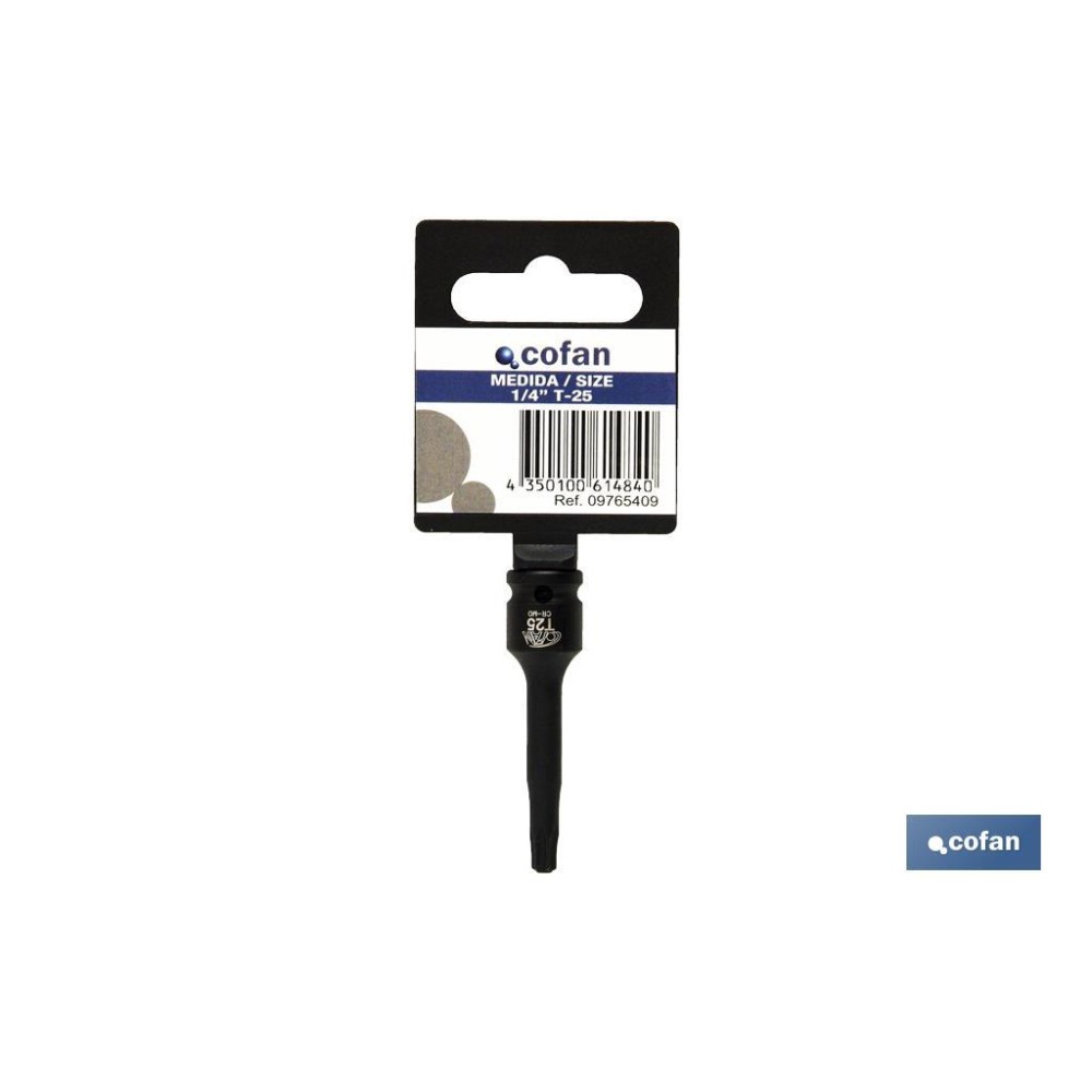 VASO IMPACTO 1/4 TORX MACHO T-9