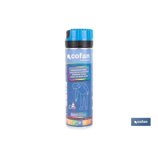 Comprar MARCAJE DE OBRA FLUORESC. AZUL 500M Cofan | almacendeferreteriacor.es