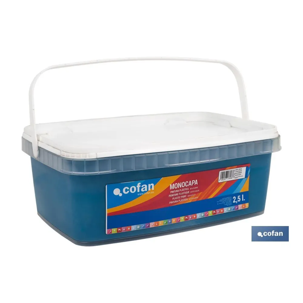 Comprar PINTURA PLÁSTICA MONOCAPA Azul Agua Cofan | almacendeferreteriacor.es