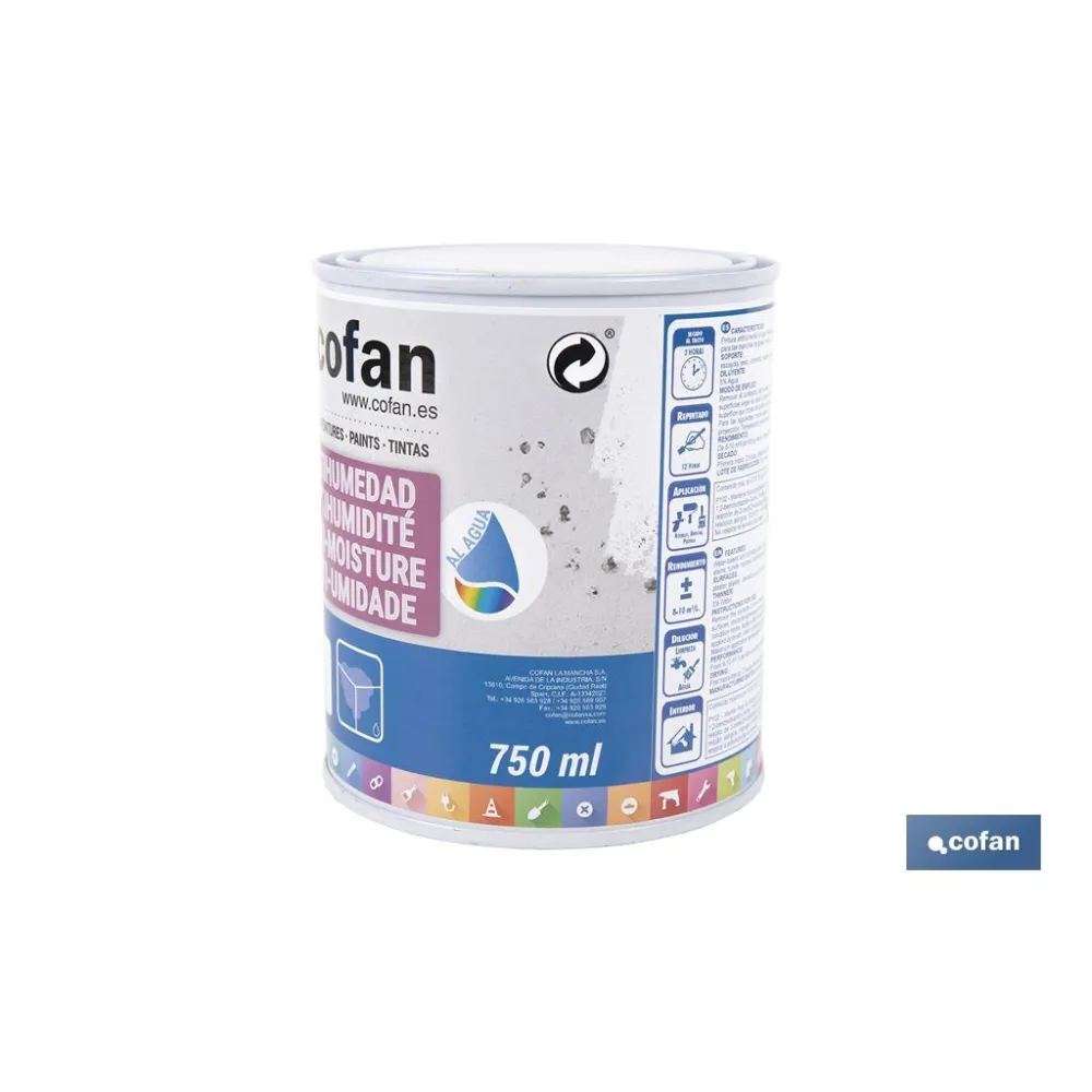 Comprar PINTURA ANTIHUMEDAD AL AGUA (750 ML Cofan | almacendeferreteriacor.es