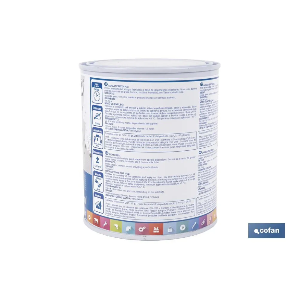Comprar PINTURA ANTIHUMEDAD AL AGUA (750 ML Cofan | almacendeferreteriacor.es