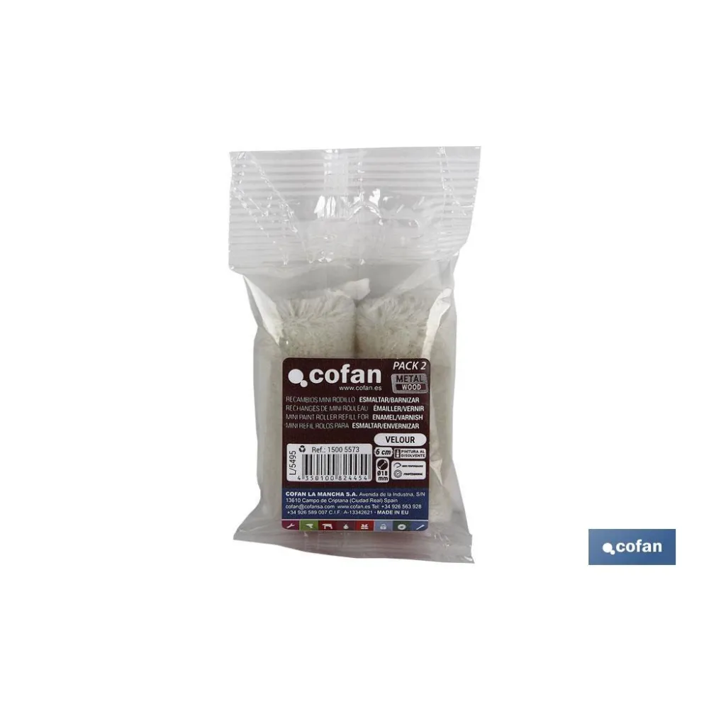 Comprar PACK 2 RECAMBIOS MINI RODILLO ESMAL Cofan | almacendeferreteriacor.es