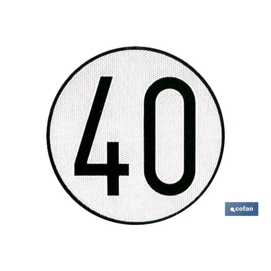 Comprar PLACA DE VELOCIDAD HOMOLOGADA 40 (P Cofan | almacendeferreteriacor.es