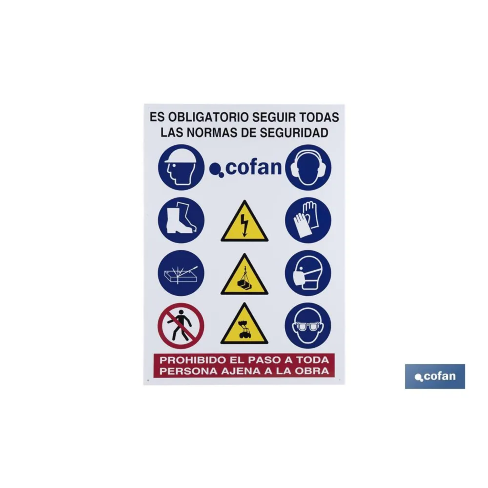 Comprar CARTEL DE OBRA EN GLASSPACK 500X700 Cofan | almacendeferreteriacor.es