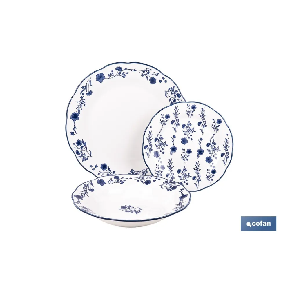 Comprar VAJILLA DE PORCELANA CON DETALLE FL Cofan | almacendeferreteriacor.es