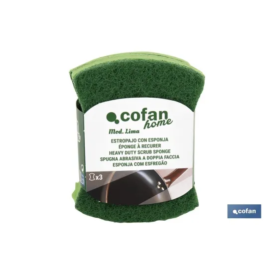 Comprar PACK DE 3  ESTROPAJOS VERDES CON ES Cofan | almacendeferreteriacor.es