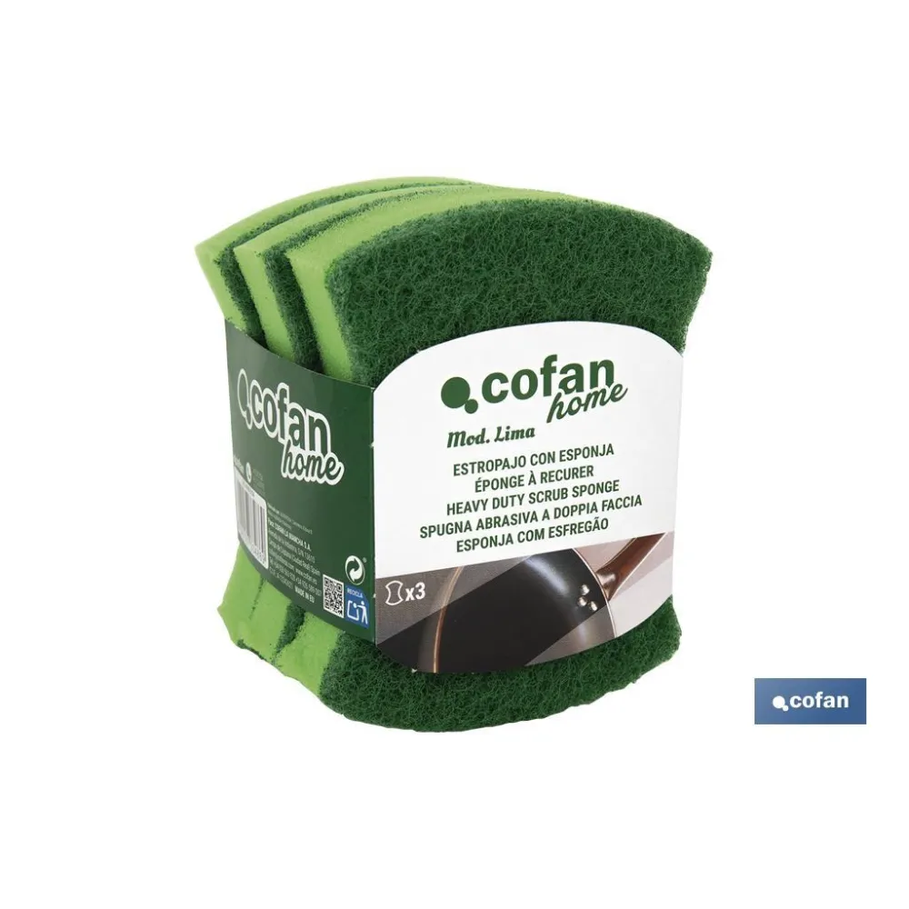 Comprar PACK DE 3  ESTROPAJOS VERDES CON ES Cofan | almacendeferreteriacor.es