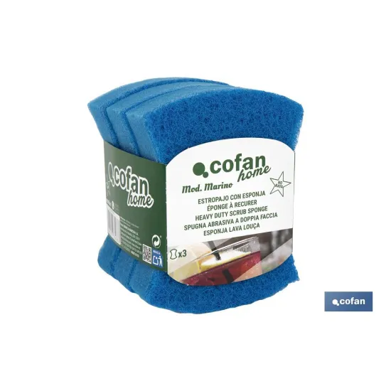 Comprar PACK DE 3 ESTROPAJOS AZULES CON ESP Cofan | almacendeferreteriacor.es