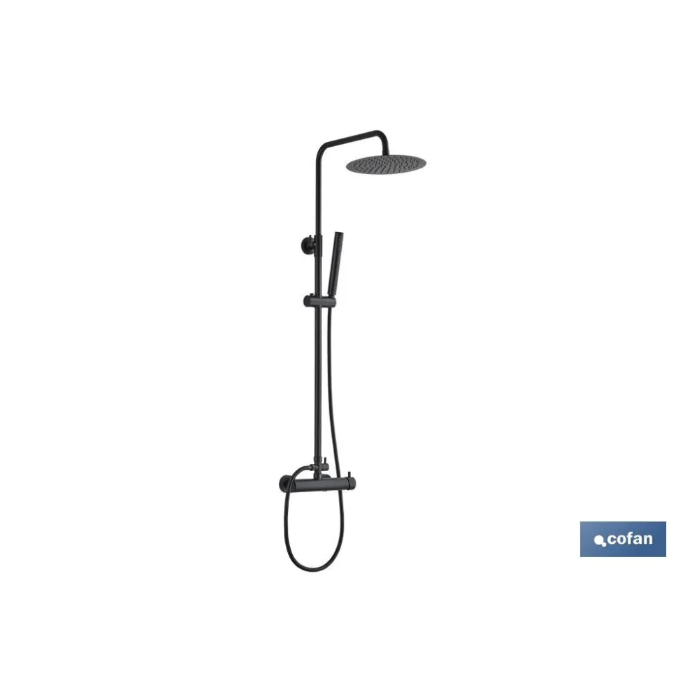 Comprar COLUMNA DUCHA NEGRA CON GRIFO MONOM Cofan | almacendeferreteriacor.es